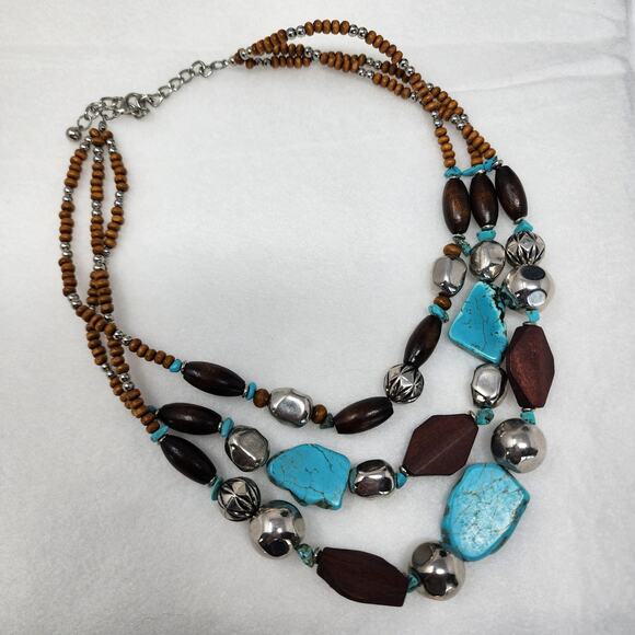 Howlite Turquoise Beaded Layered Necklace - Picture 1 of 3